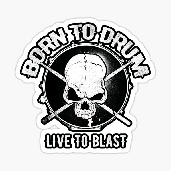 Drummer Skull & Crossbones Badge Decal Sticker 
