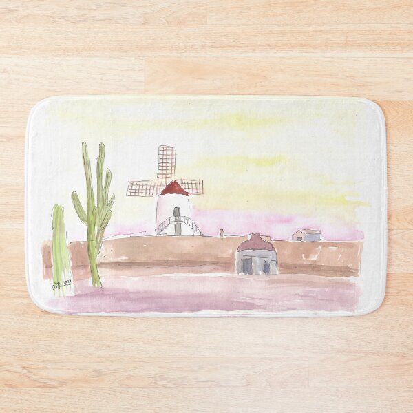 Item preview, Lanzarote Canary Island Landscape with Windmill and Cacti designed and sold by artshop77.