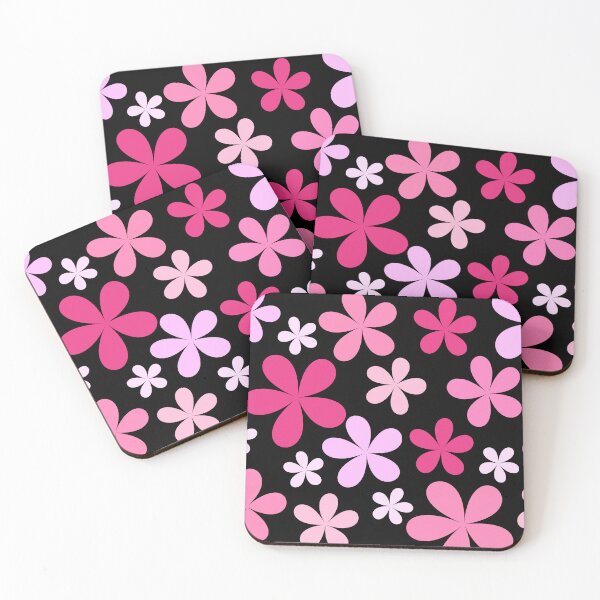Item preview, Flower Power Pink with Black Background designed and sold by tangelos.