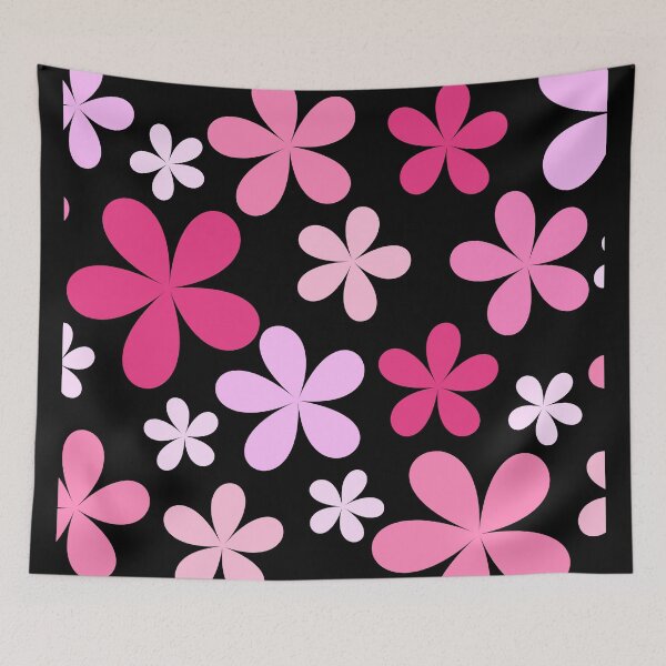 Item preview, Flower Power Pink with Black Background designed and sold by tangelos.