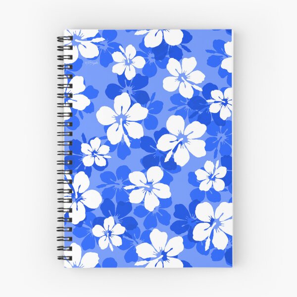 Item preview, Tropical Cobalt Blue and White Hibiscus Flower Pattern designed and sold by ArtVixen.