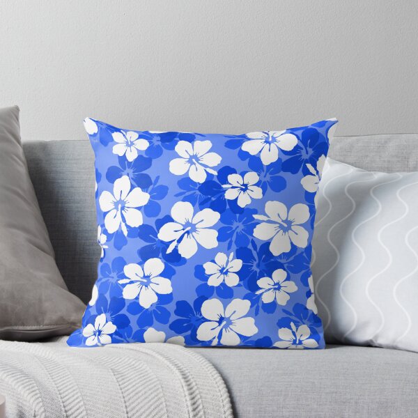 Item preview, Tropical Cobalt Blue and White Hibiscus Flower Pattern designed and sold by ArtVixen.