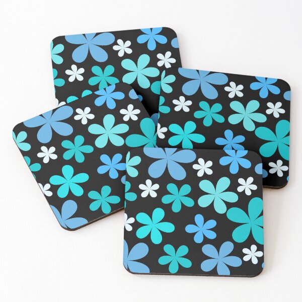 Item preview, Flower Power Blue with Black Background designed and sold by tangelos.