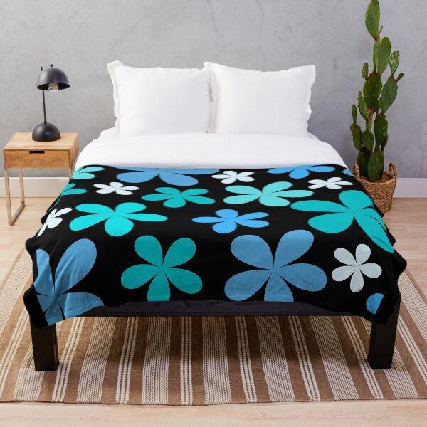 Item preview, Flower Power Blue with Black Background designed and sold by tangelos.