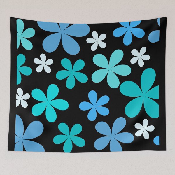 Item preview, Flower Power Blue with Black Background designed and sold by tangelos.