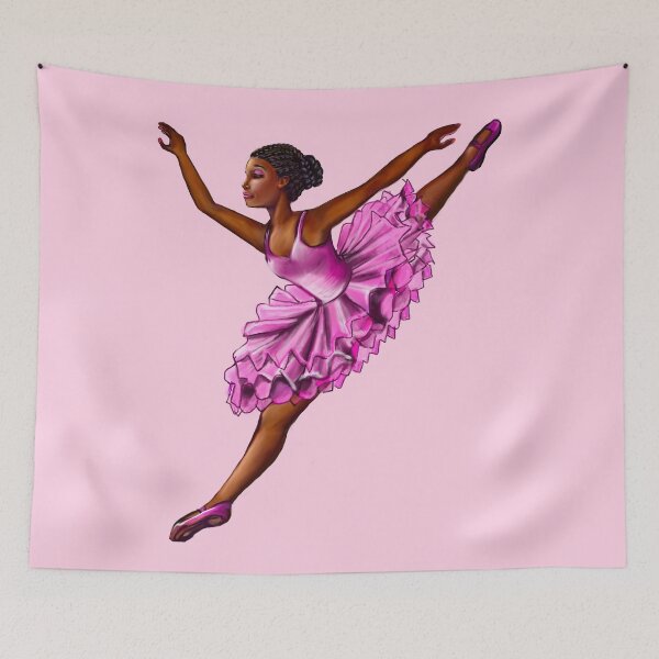 Item preview, Black ballerina with corn rows ballet dancing ! beautiful  black girl with Afro hair and dark brown skin wearing a pink tutu.Hair love ! designed and sold by Artonmytee.