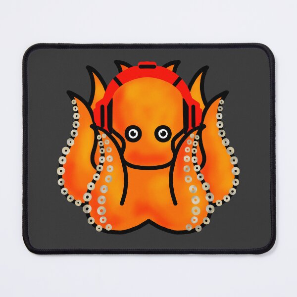 Item preview, orange octopus with red headphones designed and sold by octo-PS.