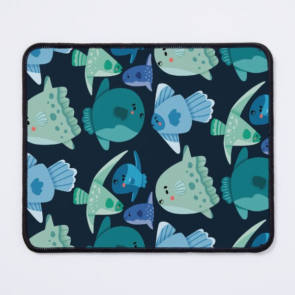 Item preview, Cute Mola Mola Sunfish - Blue and Green Monochromatic Cartoon designed and sold by TheRainbowRoom.