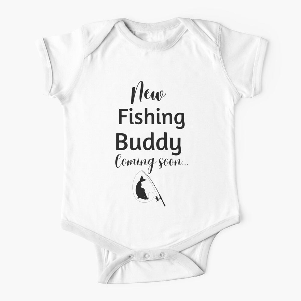 New Fishing Buddy Coming Soon - Baby Onesie - Pregnancy Reveal Gift - Baby Announcement Heather Grey / 12 Months