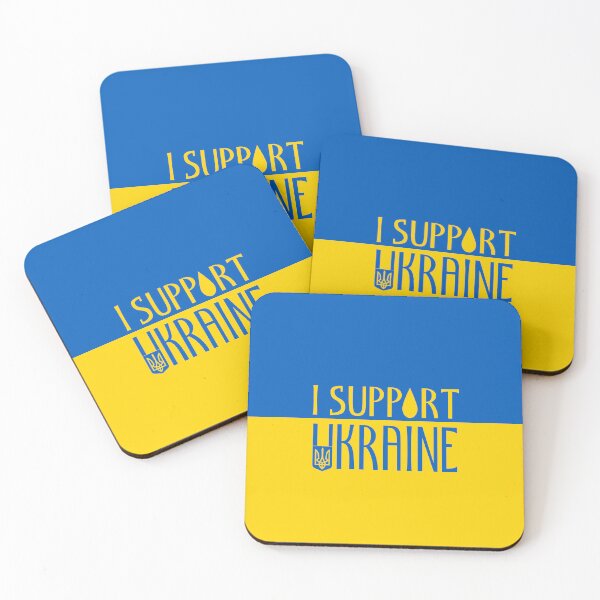 Item preview, Ukraine flag yellow blue I support with teardrop and emblem designed and sold by PLdesign.