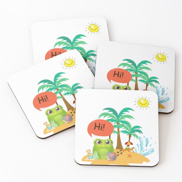 Item preview, Frog At The Beach, Frog Hi Illustration designed and sold by Miraal & Co ⭐️⭐️⭐️⭐️⭐️.