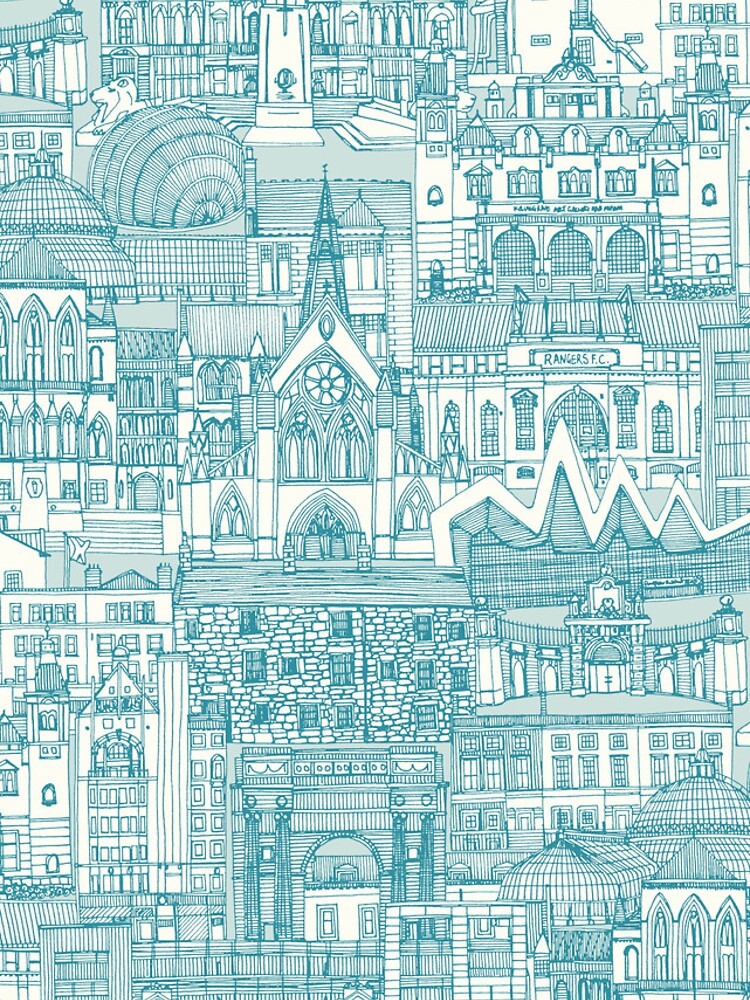 Thumbnail 4 of 4, iPhone Case, Glasgow toile lagoon sea glass designed and sold by scrummy.