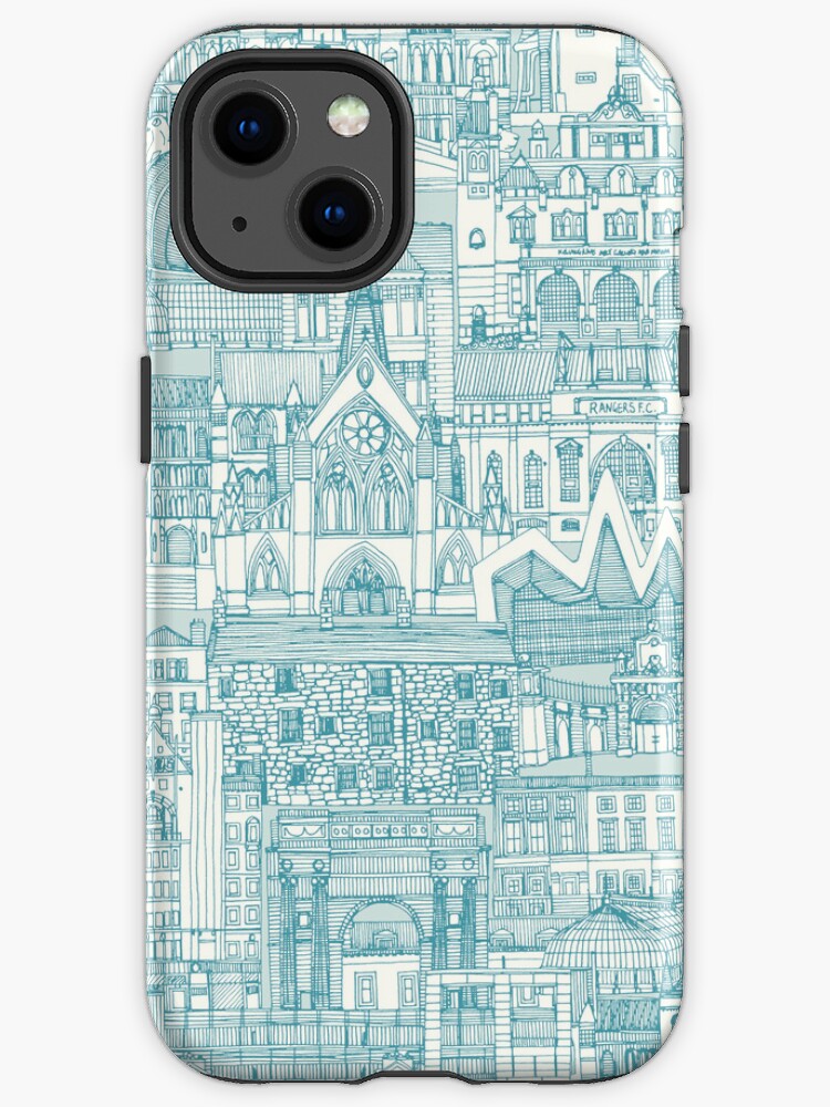 Thumbnail 1 of 4, iPhone Case, Glasgow toile lagoon sea glass designed and sold by scrummy.