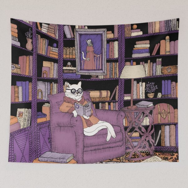 Item preview, The Cat's Library designed and sold by ECMazur Art.