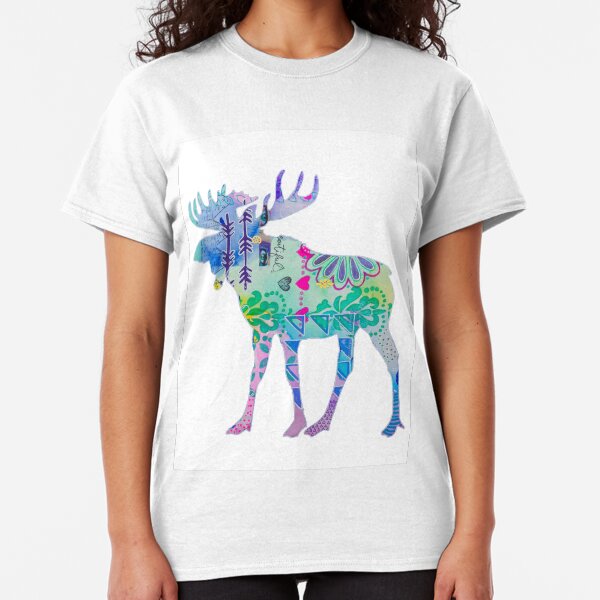 Colorful Canadian Moose Silhouette Classic T-Shirt