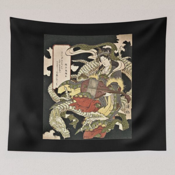 Item preview, Benzaiten (Goddess of Music and Good Fortune) Seated on a White Dragon 1832 by Aoigaoka Keisei Japanese Woodblock Print designed and sold by bayberrygal.