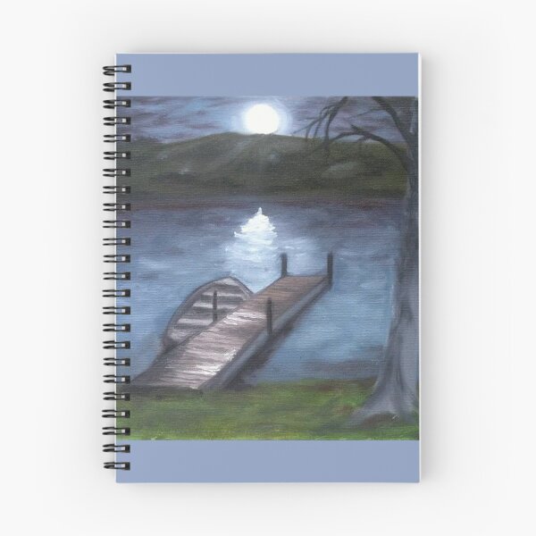 Item preview, At The Lake By Night Painting designed and sold by ArtByJessicaJ.