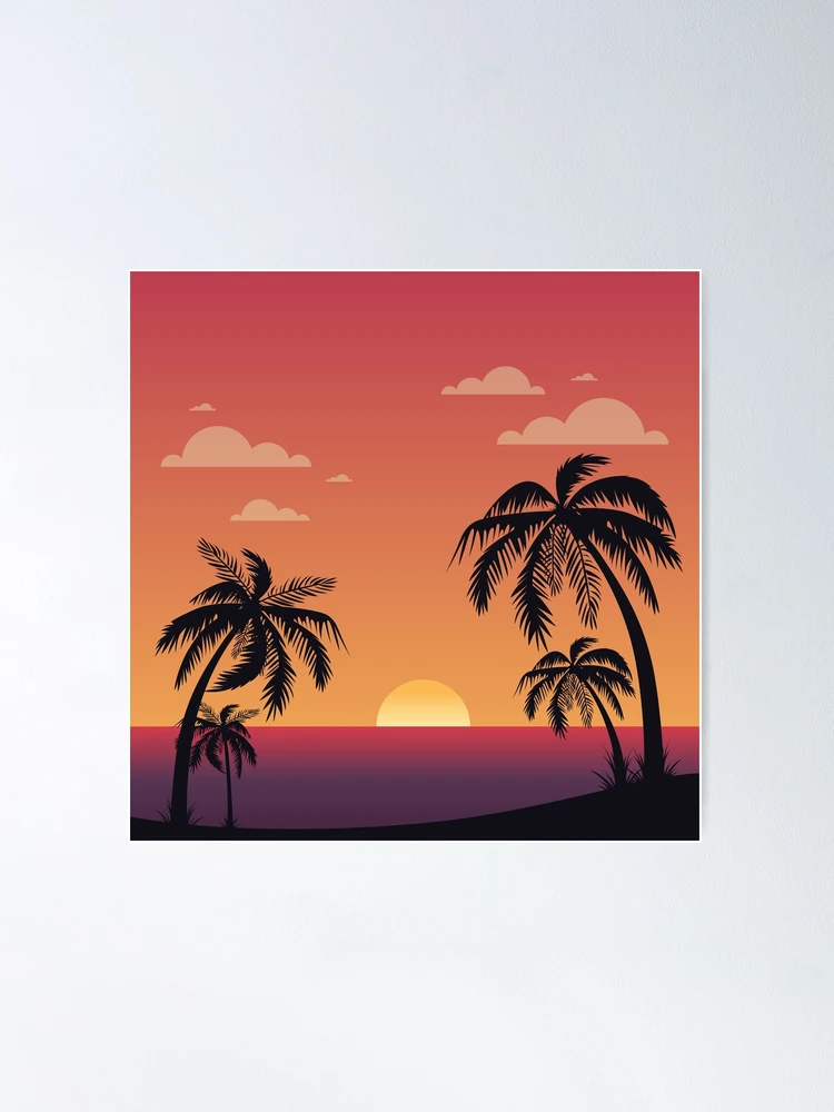 Coucher De Soleil Sur Un Palmier Tumblr Tableau Sur Toile Coucher De