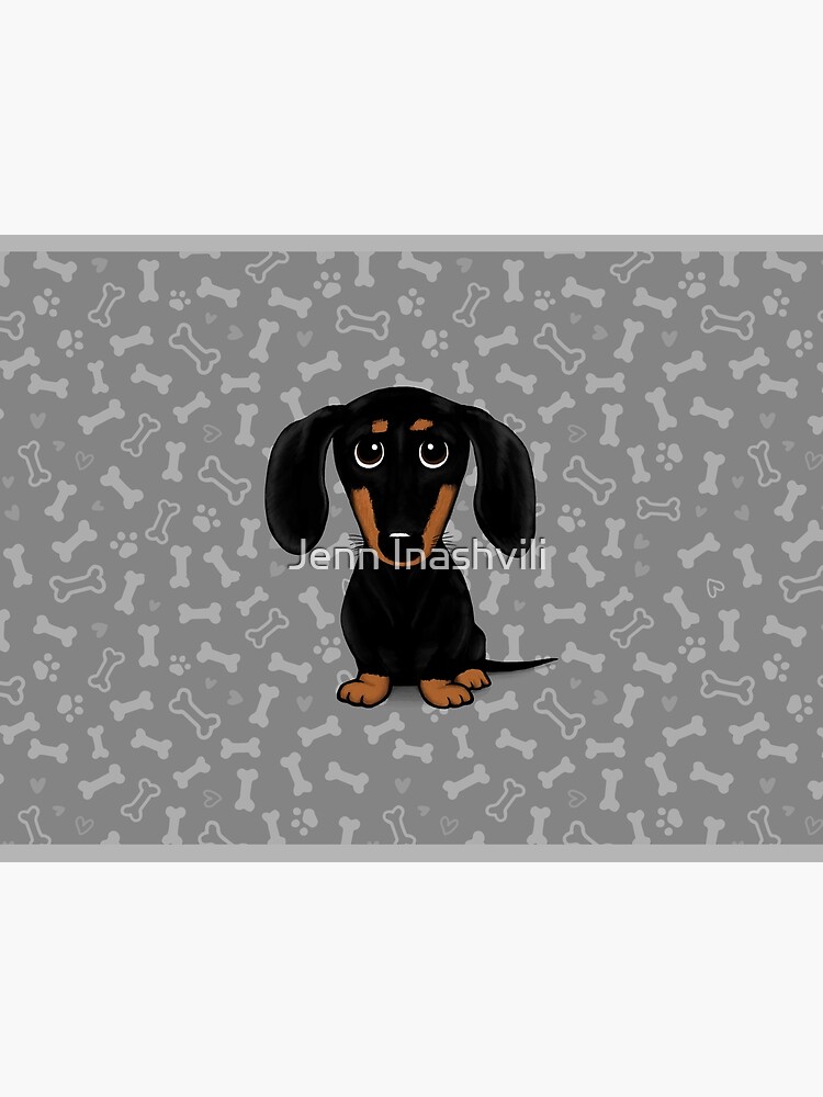Cute Black and Tan Smooth Coated Dachshund Cartoon Dog by ShortCoffee