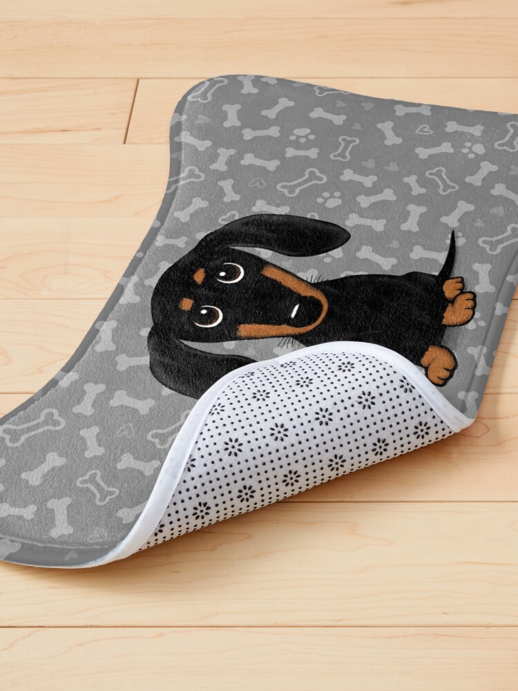 Alternate view of Cute Black and Tan Smooth Coated Dachshund Cartoon Dog Pet Mat