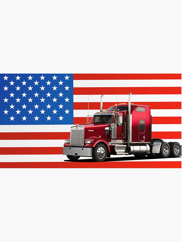 Truck Driver American USA Flag Patriotic Trucker' Sticker