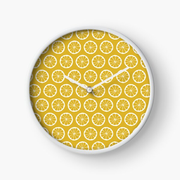 Sunny Lemon Slices on Deep Yellow Background Clock