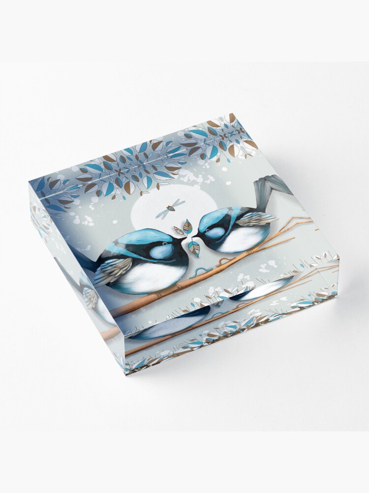 Alternate view of Blue Wrens Acrylic Block