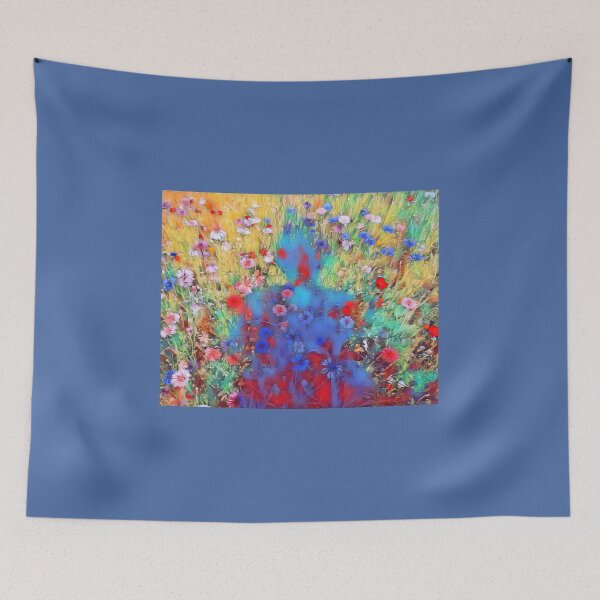 Item preview, Colorful flower meadow with the shadow of the photographer - summery photo design designed and sold by kikidu21.