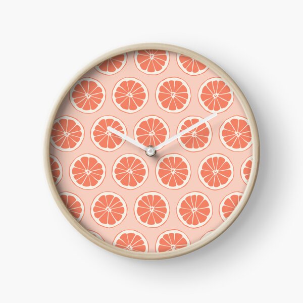 Tangerine Slices on Pale Peach Pink Background Clock