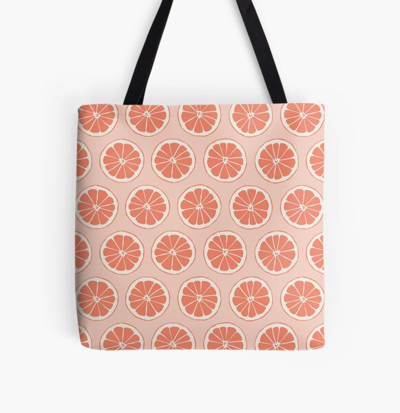 Tangerine Slices on Pale Peach Pink Background All Over Print Tote Bag