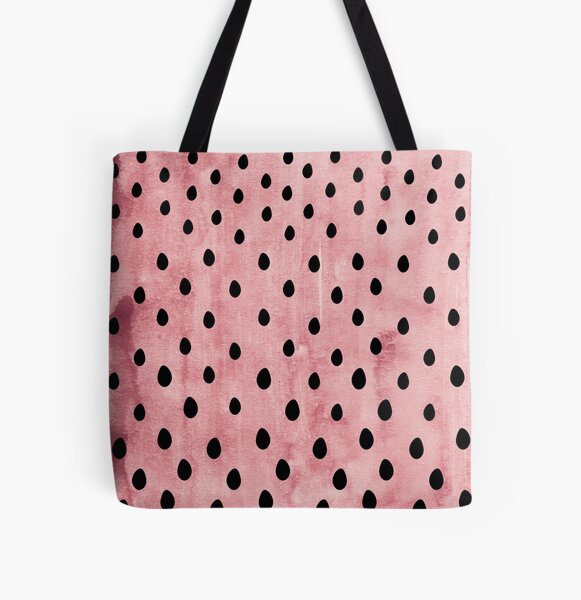 Black Watermelon Seeds on Pink Watercolor Background  All Over Print Tote Bag