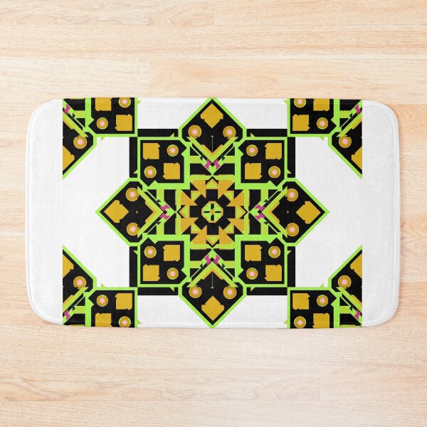 Artikelvorschau, Das goldgrüne Blumenmandala im nahtlosen Musterdesign aus Stoff entworfen und verkauft von MyMemoriesArts.