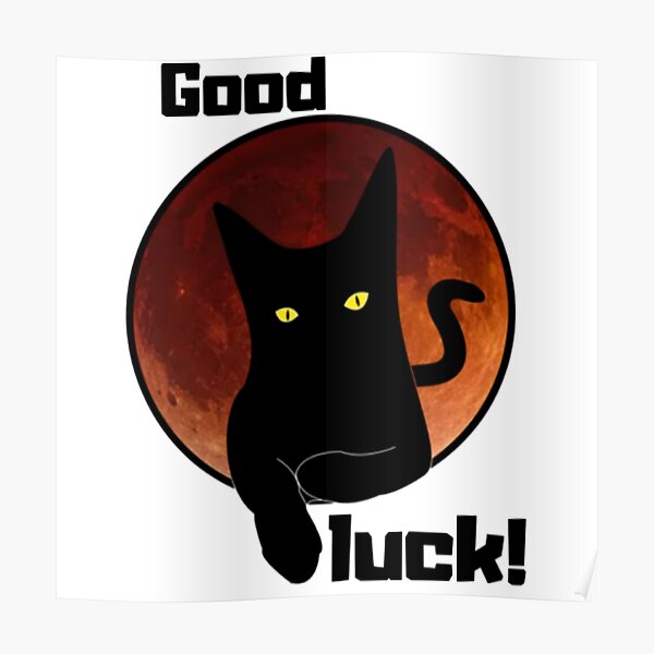 Black Cat Good Luck Poster For Sale By Amlir Redbubble