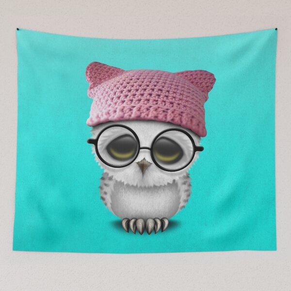 Item preview, Nerdy Baby Owl Wearing Pussy Hat designed and sold by JeffBartels.
