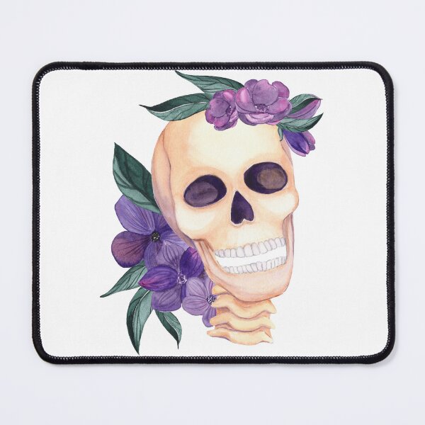Item preview, Watercolor Human Skull with Purple Flowers designed and sold by silviaol.