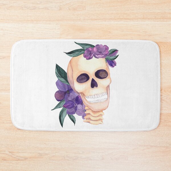 Item preview, Watercolor Human Skull with Purple Flowers designed and sold by silviaol.