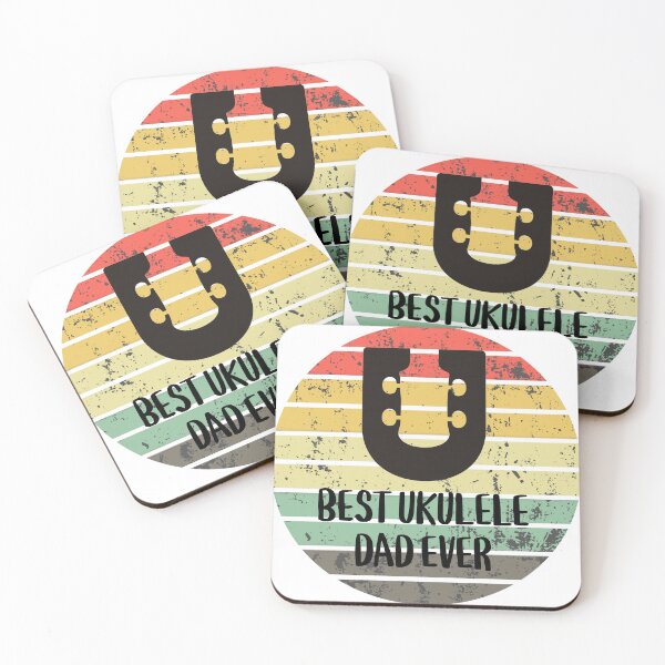 Item preview, Best Ukulele Dad Ever with retro sunset designed and sold by hardscuffle.