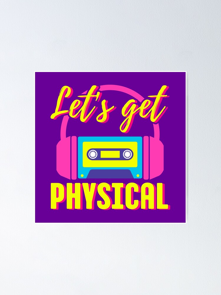 Vamos a ponernos físicos Fiesta de disfraces de los años 80 Entrenamiento  retro de los años ochenta Púrpura de los años 80 Póster