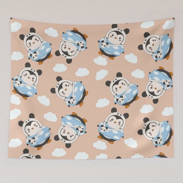 Item preview, Penguin with Panda Hat and Cloud Sweater designed and sold by happylilclouds.