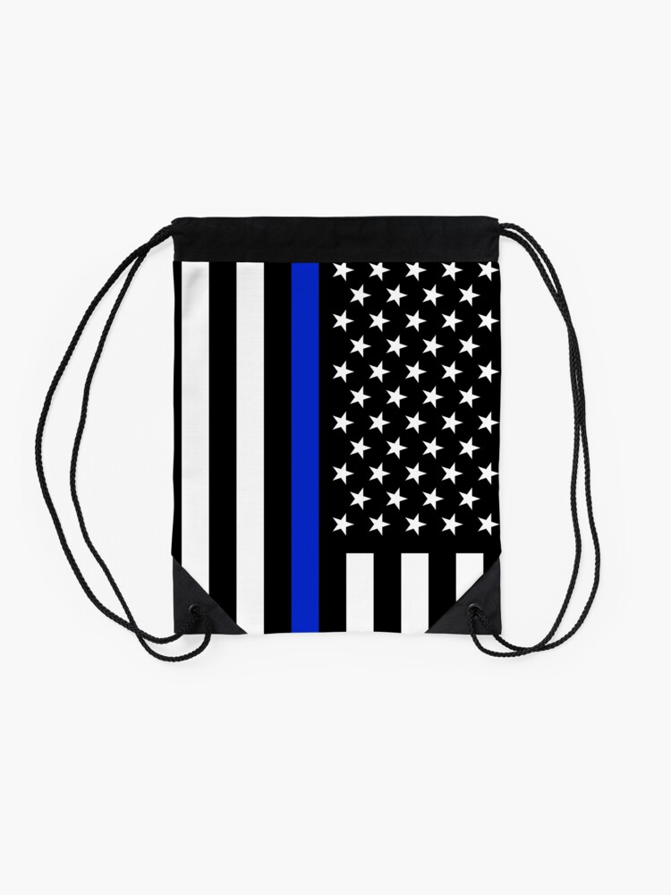 Thin Blue Line Flag Drawstring Bag