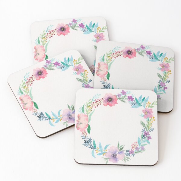 Artikelvorschau, Aquarell Blumenkranz entworfen und verkauft von pigmentandgrain.