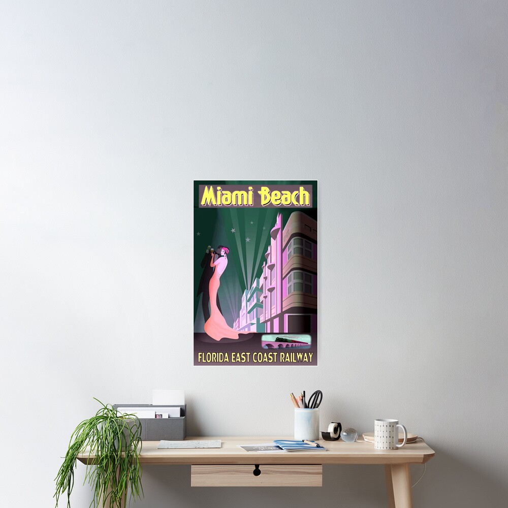 MIAMI BEACH: Vintage Art Deco Buildings Print Poster