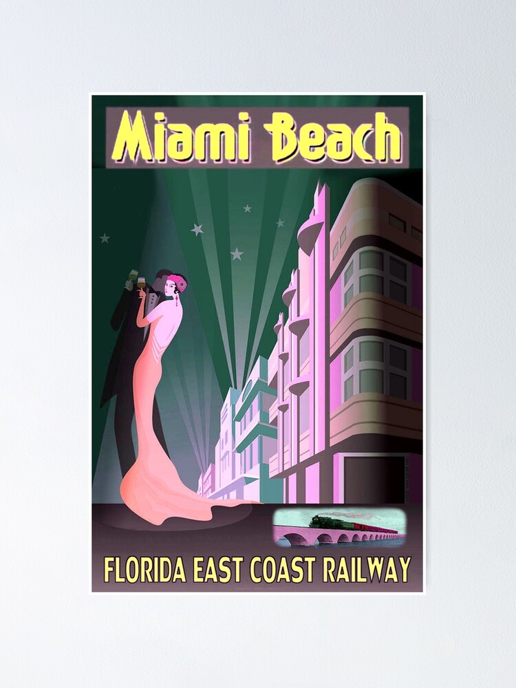 Alternate view of MIAMI BEACH: Vintage Art Deco Buildings Print Poster