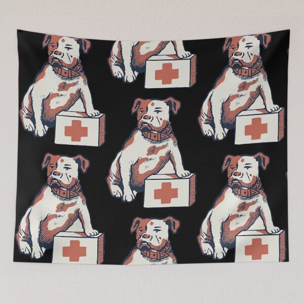 Artikelvorschau, Bulldogge auf Block mit medizinischem Kreuz entworfen und verkauft von DennisSmi34102.