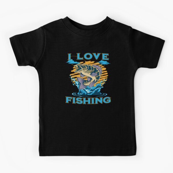 I Just Want to Go Fishing on Dark Background Kids T-Shirt for