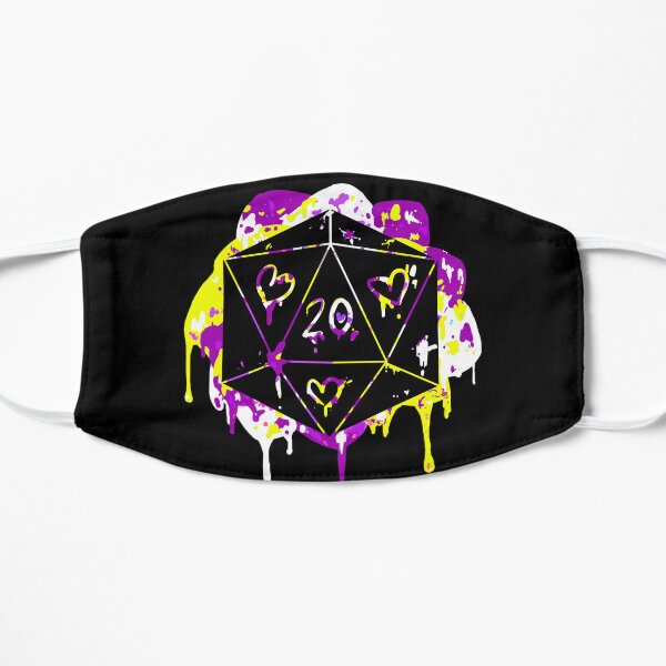 Stealth Enby Pride Dice Print Flat Mask