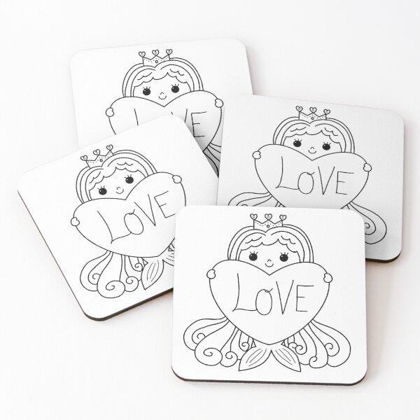 Item preview, mermaid coloring : mermaid and love for painting activity at home or at birthday party designed and sold by Tina-studio.
