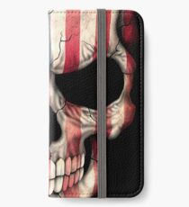 Amerikanische Flagge-Schädel iPhone Flip-Case/Hülle/Klebefolie