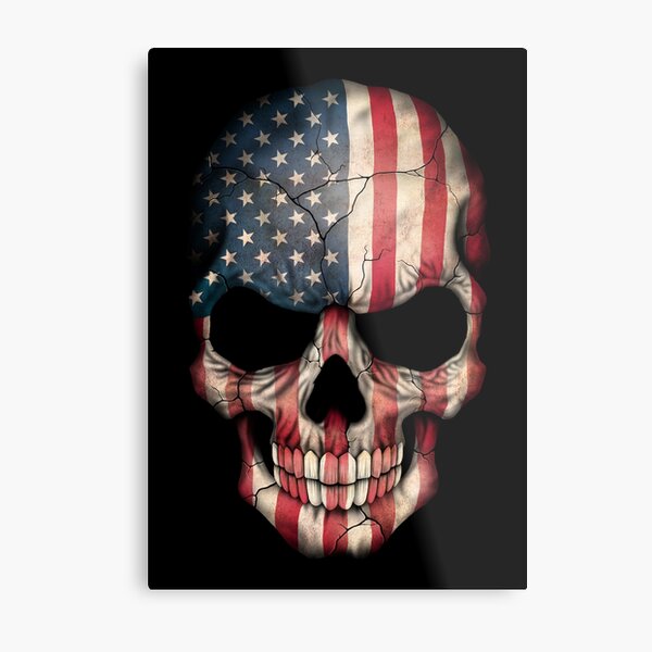 American Flag Skull Metal Print