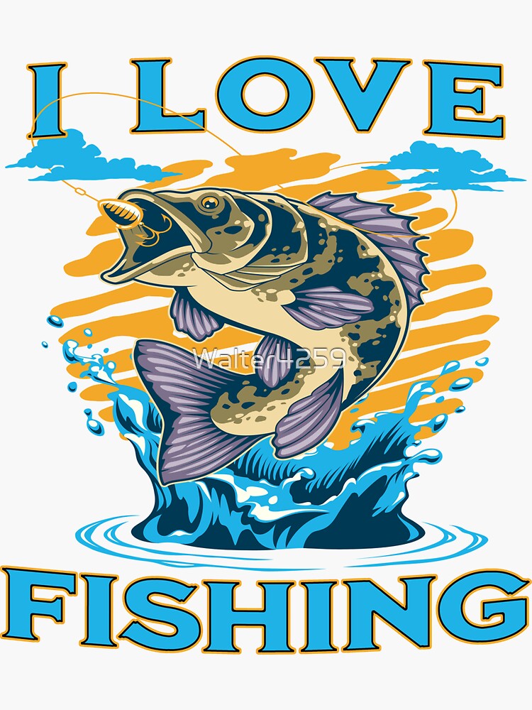 I Love Fishing on Light Background | Sticker